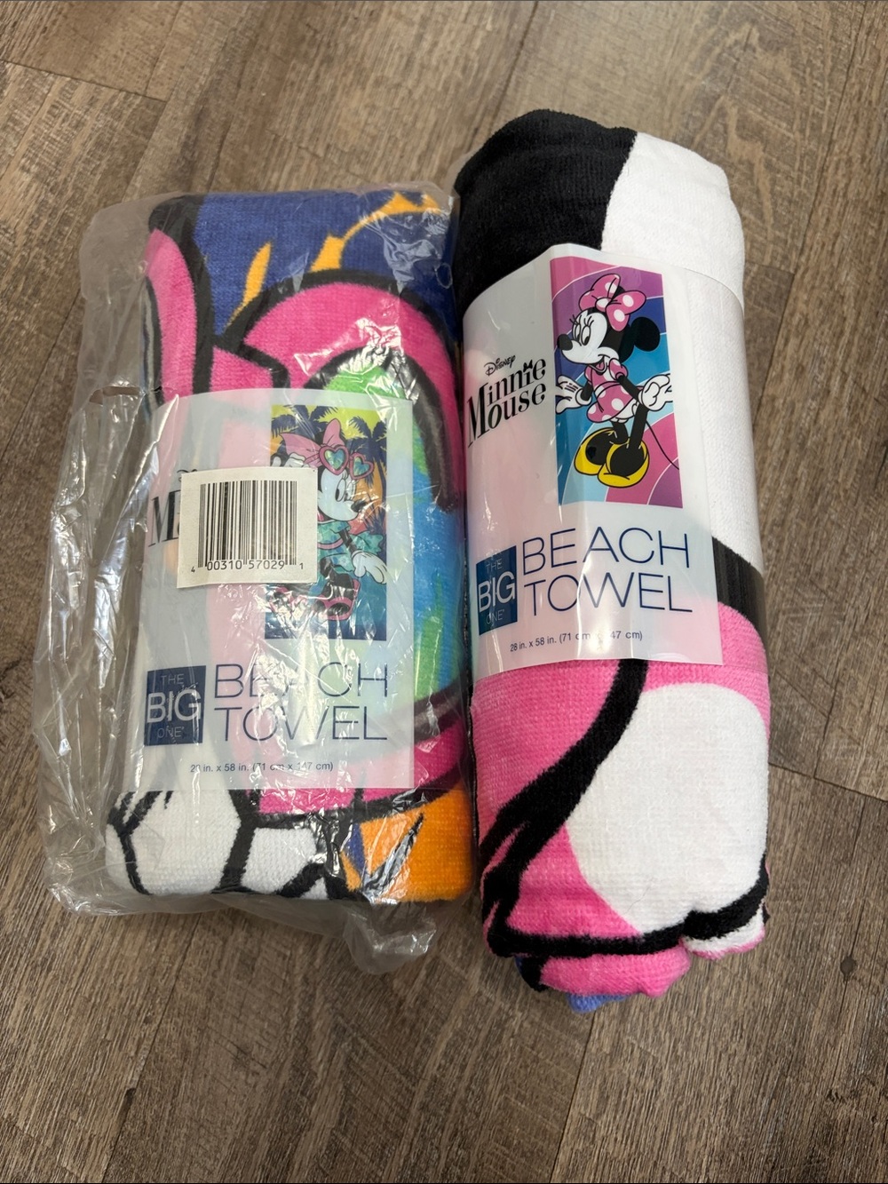 2 Disney Minnie Mouse Big Beach Towel - Pink, Black, White